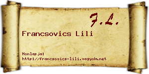 Francsovics Lili névjegykártya