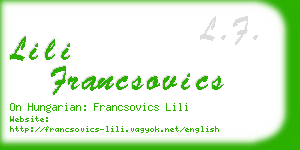 lili francsovics business card